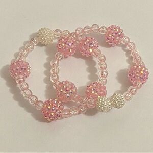 Hand Crafted Pink and White Beaded Bracelets